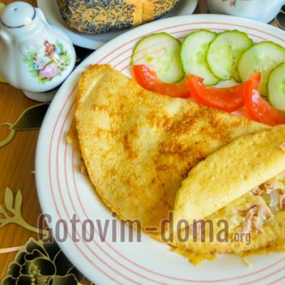 Omelette with canned tuna, recipe with photo